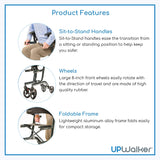 UPWalker Lite Original Upright Walker – Lightweight, Stand Up Rollator Walker & Walking Aid with Seat – Easier Handling & Compact Design