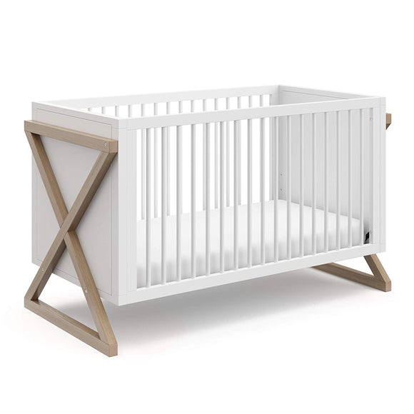 Equinox 3-in-1 Convertible Crib (Vintage Driftwood) – Easily Converts to Toddler Bed and Daybed, 3-Position Adjustable Mattress Support Base, Modern Two-Tone Design for Contemporary Nursery