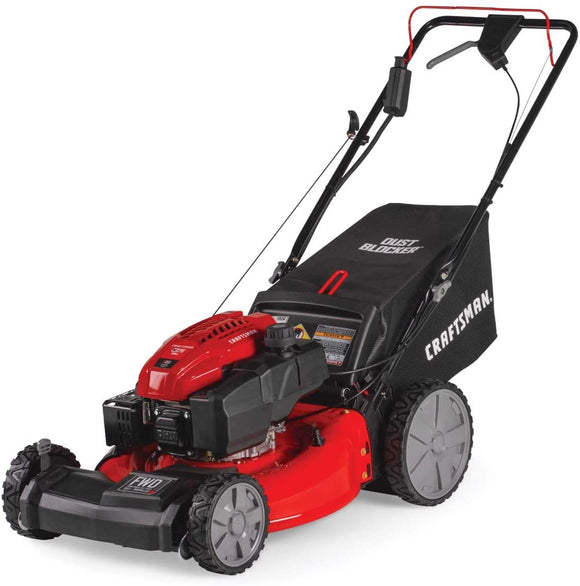 M275 159cc 21-Inch 3-in-1 High-Wheeled Self-Propelled FWD Gas Powered Lawn Mower, with Bagger, Red