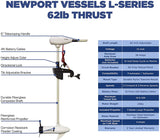 L-Series 62lb/86lb Thrust Transom Mounted Saltwater Electric Trolling Motor w/LED Battery Indicator (40" Shaft)