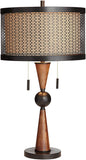 Hunter Mid Century Modern Table Lamp Wood Bronze Metal Shade for Living Room Family Bedroom Bedside Nightstand Office – Franklin Iron Works