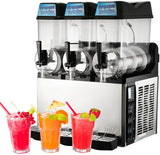 Commercial Slushy Machine110V 30L Frozen Drink Machine 600W Commercial Slushy Maker for Supermarkets Cafes Restaurants Snack Bars 15Lx2Tank