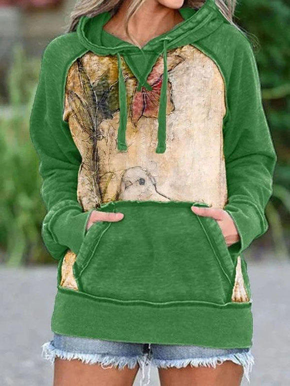 Print Long Sleeves Hoodie