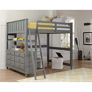 NE Kids Lake House Full Loft Bed with Full Lower Bed in Stone