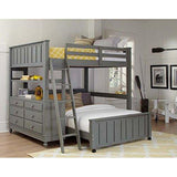 NE Kids Lake House Full Loft Bed with Full Lower Bed in Stone