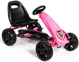 Pedal Go Kart, 4 Wheel Ride On Toy with Ergonomic Adjustable Seat, Handbrake, EVA Rubber Wheel, Pedal Powered Car for Boys and Girls (Pink)