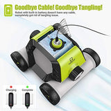 OT QOMOTOP Robotic Pool Cleaner, Rechargeable Cordless Design, 90 Mins Working Time, IPX8 Waterproof, Power Detection Technology, Built-in Water Sensor Technology, Green