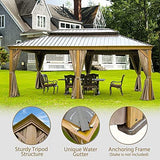 Outdoor Hardtop Gazebo (2021 New) – Galvanized Steel Double Roof,Patio Gazebo Canopy with Privacy Curtains and Netting,Wood-Looking Finish Aluminum Frame (Cavus 12’X20′) by domi outdoor living