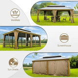 Outdoor Hardtop Gazebo (2021 New) – Galvanized Steel Double Roof,Patio Gazebo Canopy with Privacy Curtains and Netting,Wood-Looking Finish Aluminum Frame (Cavus 12’X20′) by domi outdoor living