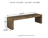 Signature Design by Ashley Sommerford Rustic Wood Dining Room Long Bench, Brown