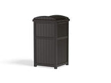 Suncast 33 Gallon Can Resin Outdoor Trash Hideaway with Lid Use in Backyard, Deck, or Patio, Brown