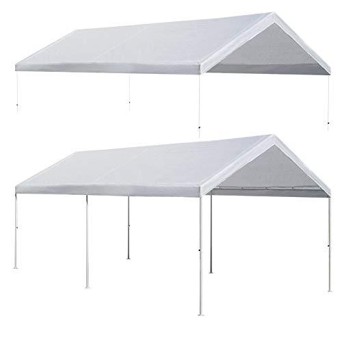 Strong Camel 10’x20′ Carport Replacement Canopy Cover for Tent Top Garage Shelter Cover with Ball Bungees (Only Cover, Frame is not Included)