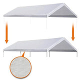 Strong Camel 10’x20′ Carport Replacement Canopy Cover for Tent Top Garage Shelter Cover with Ball Bungees (Only Cover, Frame is not Included)