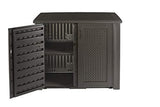 Rubbermaid Extra Large Decorative Patio Storage, Weather Resistant Outdoor Storage Cabinet, Dark Teak