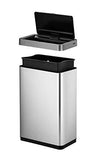 EKO Mirage-X 47 Liter / 12.4 Gallon Touchless Rectangular Motion Sensor Trash Can with Removable Liner, Brushed Stainless Steel Finish