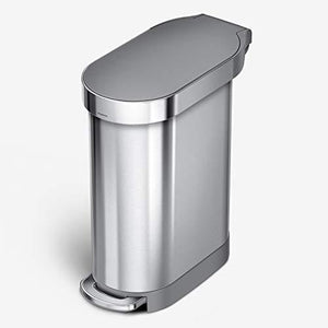simplehuman 45 Liter / 12 Gallon Slim Hands-Free Kitchen Step Trash Can with Liner Rim, Stainless Steel 12 Gallons, Brushed with Plastic Lid