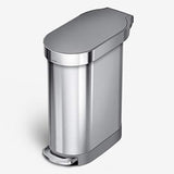 simplehuman 45 Liter / 12 Gallon Slim Hands-Free Kitchen Step Trash Can with Liner Rim, Stainless Steel 12 Gallons, Brushed with Plastic Lid