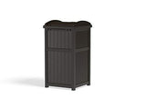 Suncast 33 Gallon Can Resin Outdoor Trash Hideaway with Lid Use in Backyard, Deck, or Patio, Brown