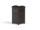 Suncast 33 Gallon Can Resin Outdoor Trash Hideaway with Lid Use in Backyard, Deck, or Patio, Brown