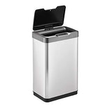 EKO Mirage-T 50 Liter / 13.2 Gallon Touchless Rectangular Motion Sensor Trash Can, Brushed Stainless Steel Finish