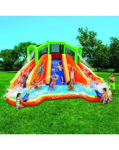 Banzai Twin Falls Lagoon Inflatable Water Slide with Climbing Wall and 2 Cannons 91