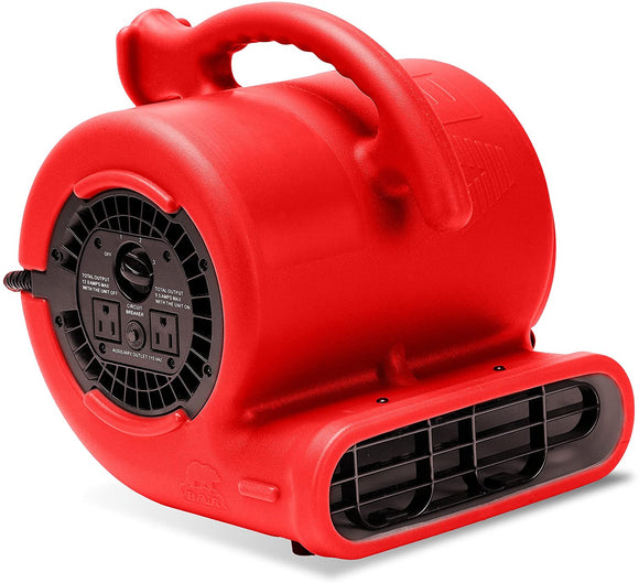 VP-25 1/4 HP 900 CFM Air Mover for Water Damage Restoration Equipment Carpet Dryer Floor Blower Fan Home and Plumbing Use, Red