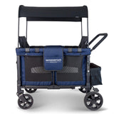 Baby Multi-Function Four Passenger Wagon Folding Quad Stroller with Removable Reversible Canopy & Seats up to 4 Toddlers, Navy