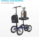Shock Absorber All Terrain Knee Walker Scooter-with 12 Inches Durable Air Filled Wheels, Steerable Knee Walker Heavy Duty Crutches Alternative for Foot Injuries Ankles Surgery (Blue)