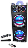 Portable Bluetooth PA Speaker System – 2000W Active powered Outdoor Bluetooth Speaker Portable PA System w/ Microphone In, Party Lights, USB SD Card Reader, AUX/RCA/FM Radio, Wheels
