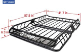 TG-RK1B942B Heavy Duty Roof Mounted Cargo Basket Rack | L57.5 x W42 x H6 | Roof Top Luggage Carrier | with Wind Fairing