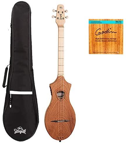 M4 Merlin Mahogany EQ Acoustic-Electric Dulcimer with Seagull Gig Bag and Extra Set of Strings (042517)