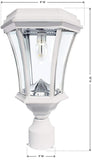 Victorian Bulb Solar Light, GS Bulb, 3" Fitter Mount for Wall Post Pier, White GS-94B-FPW