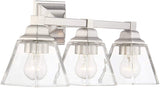 Mencino Modern Wall Light Satin Nickel Hardwired 20" Wide 3-Light Fixture Clear Glass for Bathroom Vanity