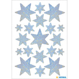 Stickers stars 6-pointed, Silver, holographic film (3901)