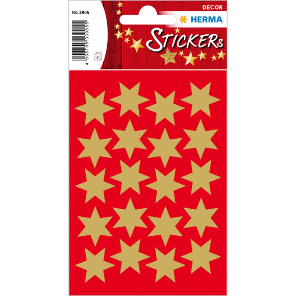 Stickers stars 6-pointed, Gold Ø 21 mm (3905)