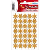 Stickers stars 6-pointed, Gold, glittery Ø 16 mm (3911)