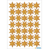 Stickers stars 6-pointed, Gold, glittery Ø 16 mm (3911)