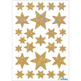 Stickers stars 6-pointed, Gold pearlized film (3916)