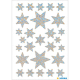 Stickers stars 6-pointed, Silver pearlized film (3917)