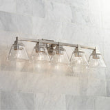 Mencino Modern Wall Light Satin Nickel Hardwired 20" Wide 3-Light Fixture Clear Glass for Bathroom Vanity