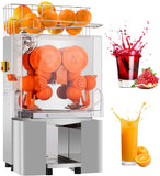 Commercial Orange Juicer Machine Automatic Electric Citrus Juice Squeezer Lemonade Making Machine Heavy Duty with Industrial Stainless Steel Bins