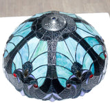 Stained Glass Lamp 3 Light W16 H24 Inch Tiffany Style Green Liaison Table Night Light for Living Room Bedroom Antique Dresser Coffee Table Beside Bookcase S160G