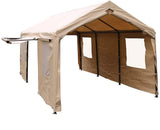 Carport 10 x 20 ft Heavy Duty Canopy Garage Car Shelter with Windows and Sidewalls, Beige