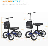 Shock Absorber All Terrain Knee Walker Scooter-with 12 Inches Durable Air Filled Wheels, Steerable Knee Walker Heavy Duty Crutches Alternative for Foot Injuries Ankles Surgery (Blue)