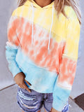Color Block Tie Dye Long Sleeves Hoodie