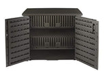 Rubbermaid Extra Large Decorative Patio Storage, Weather Resistant Outdoor Storage Cabinet, Dark Teak