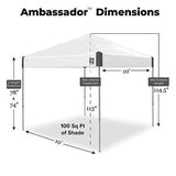 E-Z UP AMB3SBKF10SG Ambassador, 10′ x 10′, Roller Bag and 4 Piece Spike Set, Steel Gray Instant Canopy Shelter Tent