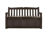 Keter Eden 70 Gallon Storage Bench Deck Box for Patio Furniture, Front Porch Decor and Outdoor Seating – Perfect to Store Garden Tools and Pool Toys,Brown / Brown