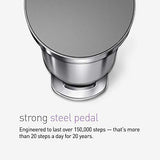 simplehuman 45 Liter / 12 Gallon Slim Hands-Free Kitchen Step Trash Can with Liner Rim, Stainless Steel 12 Gallons, Brushed with Plastic Lid