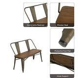 Erommy Metal Bench Industrial Mid-Century 2 Person Chair with Wood Seat,Dining Bench with Floor Protector